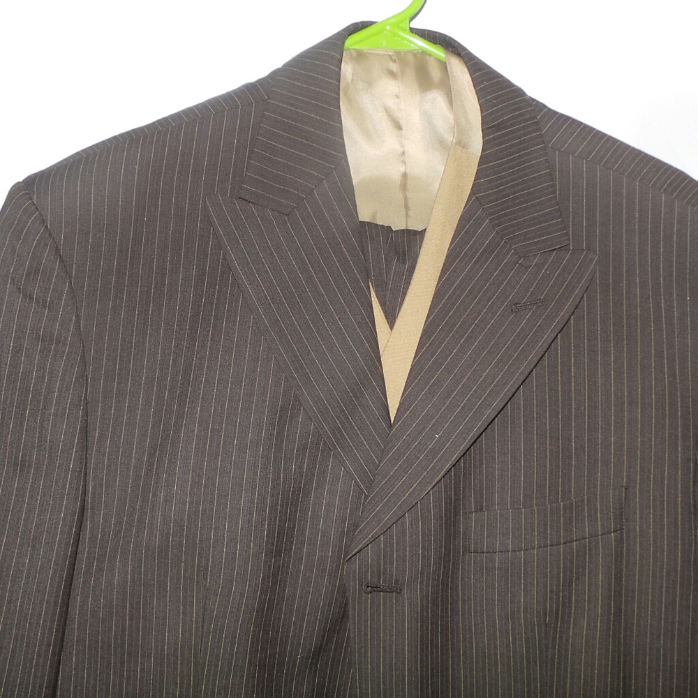 Brown Vicci Uomo pinstripe suit.
